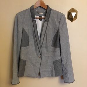 White House Black Market Gray Contrast Suit Jacket